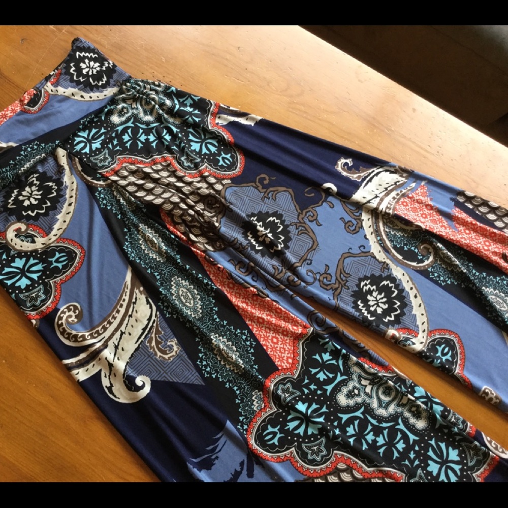 UPTOWN U.S.A. Harem Pants Blue/Red/Brown Floral Sm